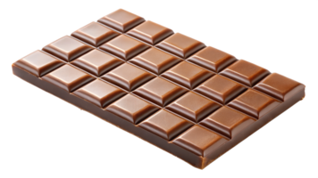 Dark chocolate bar with rectangular pieces, gourmet snack, isolated, transparent file png