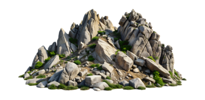 Rocky mountain terrain with green foliage, transparent file png
