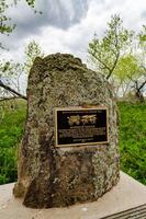USA, UTAH - MAY 03, 2018 - information sign -South platte section of the overland trail- in Colorado, USA photo