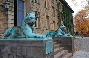 PRINCETON, NJ -15 NOVEMBER 2011 The bronze tiger at the front of Nassau Hall on Princeton University photo