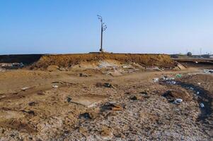 Plastic garbage on the shores of the Red Sea in the area of Hurghada, Egypt photo