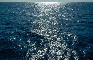 Sun glare on the water in the Red Sea, reflection of the sun's rays photo