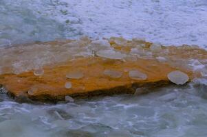 The harsh winter of 2011, the frozen Black Sea, the whole shore is covered with ice photo