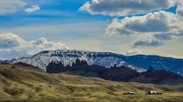 Mountain landscape, snow in the mountains in spring in Montana photo