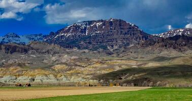 Mountain landscape, snow in the mountains in spring in Montana photo