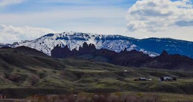 Mountain landscape, snow in the mountains in spring in Montana photo