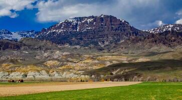 Mountain landscape, snow in the mountains in spring in Montana photo