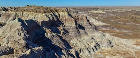 The Painted Desert on a sunny day. Diverse sedimentary rocks and clay washed out by water. Petrified Forest National Park, USA, Arizona photo