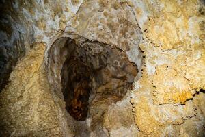 Calcite inlets, stalactites and stalagmites in large underground halls in Carlsbad Caverns National Park, New Mexico. USA photo