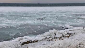 Ice floating near the shore in the cold winter of 2010, the Black Sea photo