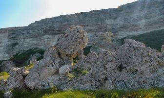Weathering of the shell rocks of Dzhangul of the landslide coast in the western Crimea, Tarkhankut photo