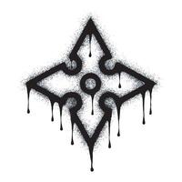 Spray Painted Graffiti Shuriken Sprayed isolated on white background. graffiti ninja weapon symbol with overspray in black on white. vector