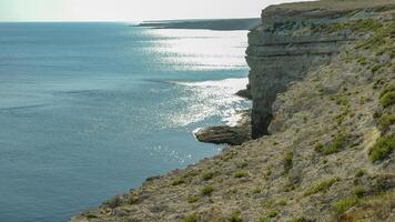 Coastal limestone cliffs on Atlesh in Crimea, Tarkhankut photo