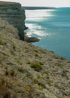 Coastal limestone cliffs on Atlesh in Crimea, Tarkhankut photo