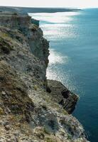 Coastal limestone cliffs on Atlesh in Crimea, Tarkhankut photo