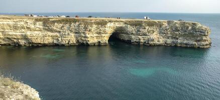 Coastal limestone cliffs on Atlesh in Crimea, Tarkhankut photo