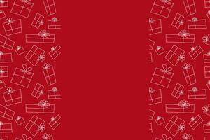 Christmas background with place for inscription, with a pattern of gift boxes hand-drawn in doodle style vector
