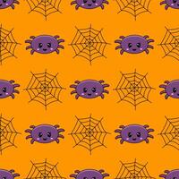 Halloween Seamless Patterns With Spider Webs And Spiders For Background, Digital Paper vector