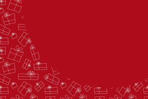 Christmas background with place for inscription, with a pattern of gift boxes hand-drawn in doodle style vector