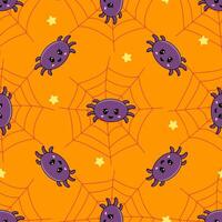 Halloween Seamless Patterns With Spider Webs And Spiders For Background, Digital Paper vector