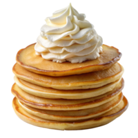 panqueques con azotado crema Adición en un apilar transparente archivo png