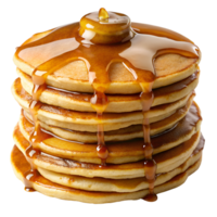 Pancake stack with melting butter and syrup transparent file png
