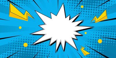 Halftone Pop Art Style Starburst Pattern Cartoon Background Vintage tone light effect. illustration wow gradient design banner vector