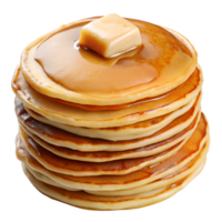 apilar de dorado panqueques con mantequilla y arce jarabe en parte superior transparente archivo png