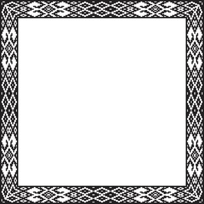 black monochrome square belarusian national ornament frame. Ethnic pattern rectangle of Slavic peoples, Russian, Ukrainian, Serb, Pole, Bulgarian. Cross stitch template