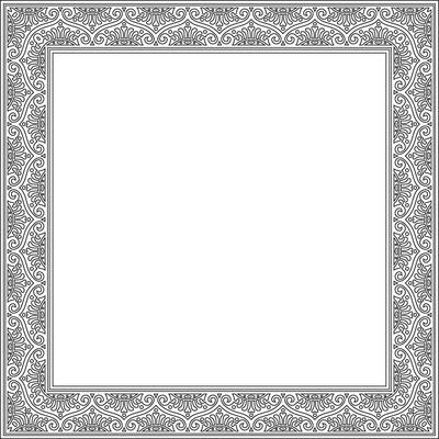 square black contour border, frame, Pompeii. Rectangle Neopolitan ornament. Art of Ancient Rome. Template for stained glass
