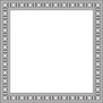 black contour square Egyptian ornament. Rectangle, frame, ancient Egypt.Pattern of lotus flowers and sun