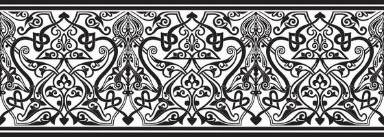 seamless monochrome oriental ornament. Endless black Arabic patterned border, frame. Persian painting. Suitable for sandblasting, laser and plotter cutting vector
