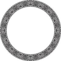 monochrome round oriental ornament. Arabic patterned circle of Iran, Iraq, Turkey, Syria. Persian frame, border. For sandblasting, laser and plotter cutting. vector