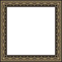square gold with black border, frame, Pompeii. Rectangle Neopolitan ornament. Art of Ancient Rome. Template for stained glass vector