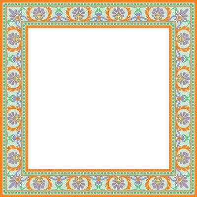 colorful square classic renaissance ornament. Endless european border, revival style frame.