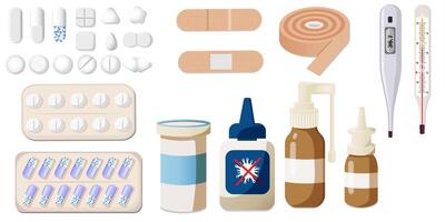 Set of different medicines vector