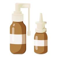 Set of medical medicines for throat and nose. vector