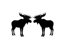 Silhouette of the Moose or Elk, largest and heaviest extant species of deer. Pair Animal. Flat style, can use for Logo Gram, Emblem, Animal Illustration, Pictogram, or for Graphic Design Element. vector