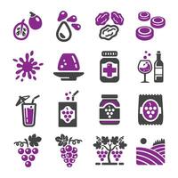 grape icon set vector