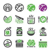 cabbage and product icon set vector