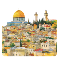 Jerusalem Old City of Israel watercolor using for web, card, print or decoration png