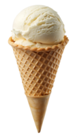 Vanilla ice cream cone isolated close-up transparent file png