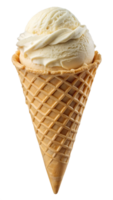 Classic vanilla ice cream cone with waffle cone transparent file png
