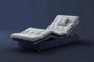 A modern adjustable bed in a sleek, minimalist design perfect for relaxation and comfort in a contemporary bedroom setting photo