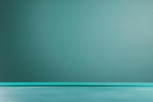 Tranquil teal backdrop with a smooth floor creating a serene atmosphere for artistic expression photo
