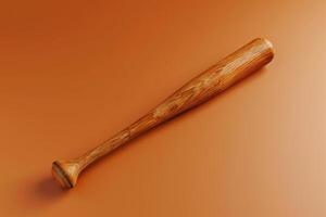 A classic wooden baseball bat rests against a warm textured background, evoking the spirit of America pastime and the joy of a sunny afternoon game photo