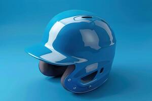 Bright blue baseball helmet resting against a vibrant blue backdrop, inviting thoughts of action and competition photo