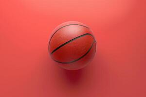 A vibrant basketball resting on a bold red surface, capturing the essence of sport and passion photo