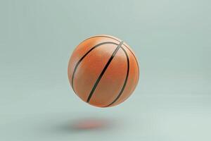 A vibrant basketball hovers gracefully against a smooth, neutral backdrop, capturing a moment of motion and potential in a modern, minimalist setting photo