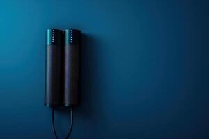 Handcrafted wooden battery packs on a blue background with soft lighting creating a calming atmosphere photo